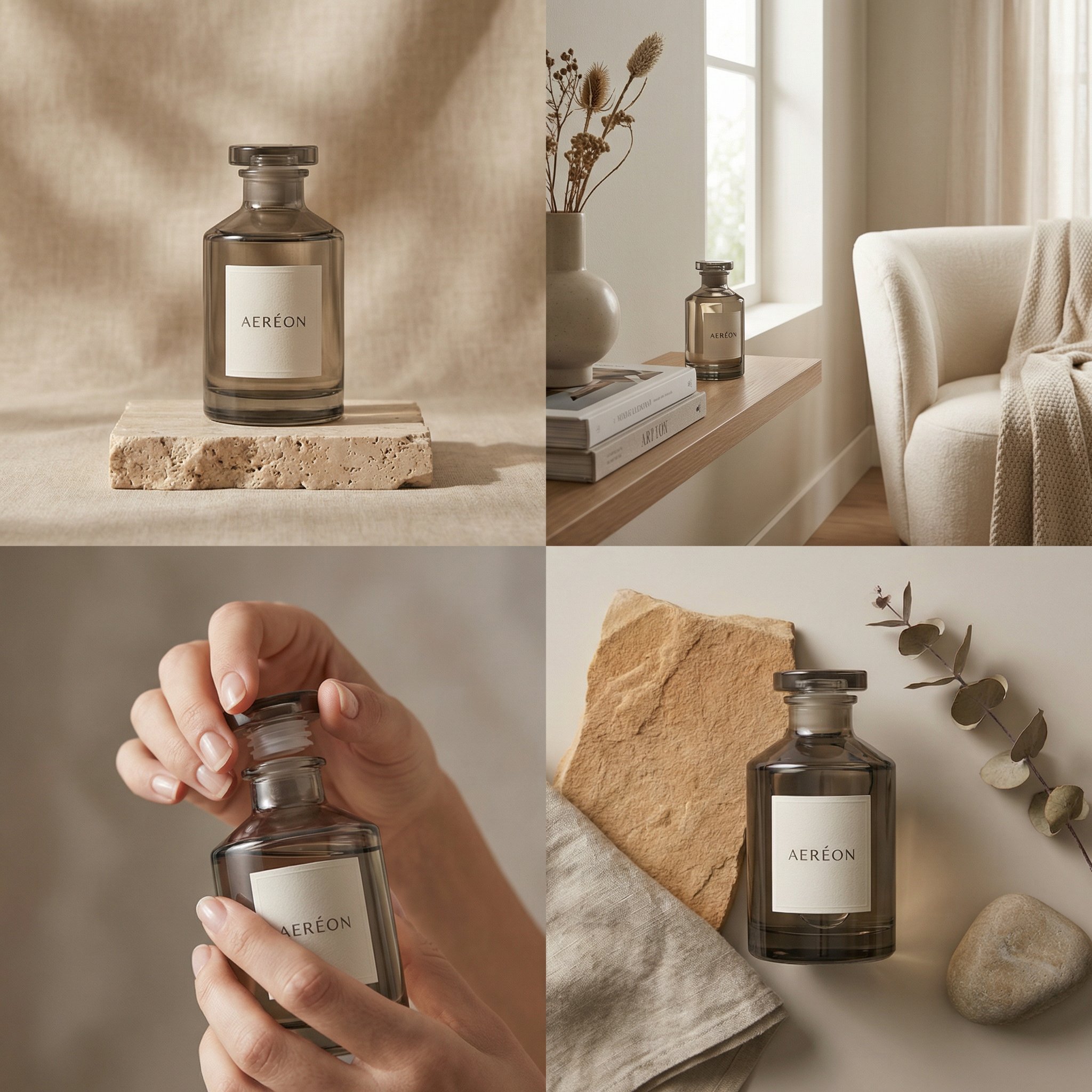 Exquisite 2x2 grid product advertisement prompt